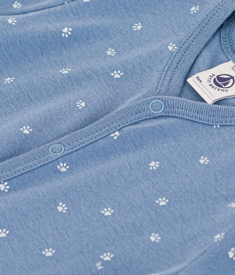 Babies' Short Cotton Playsuit blue/white