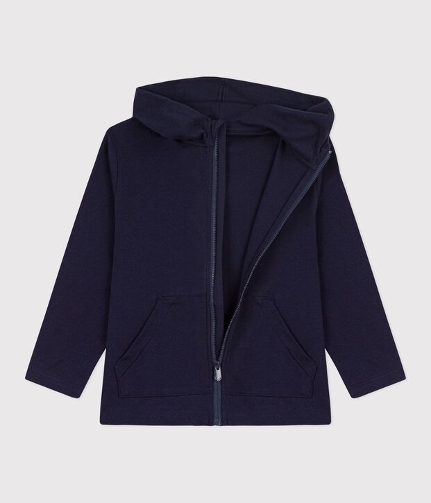 Children's plain zip-up cotton hoodie SMOKING