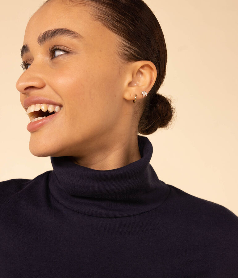 Women's Straight Roll-Neck Cotton T-Shirt INCOGNITO blue