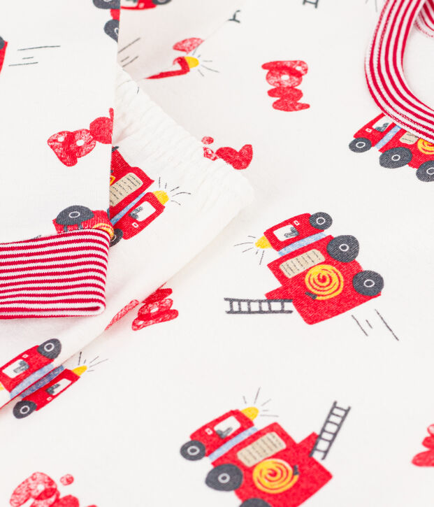 Children's snug-fitting fireighter print cotton pyjamas white/multicolor