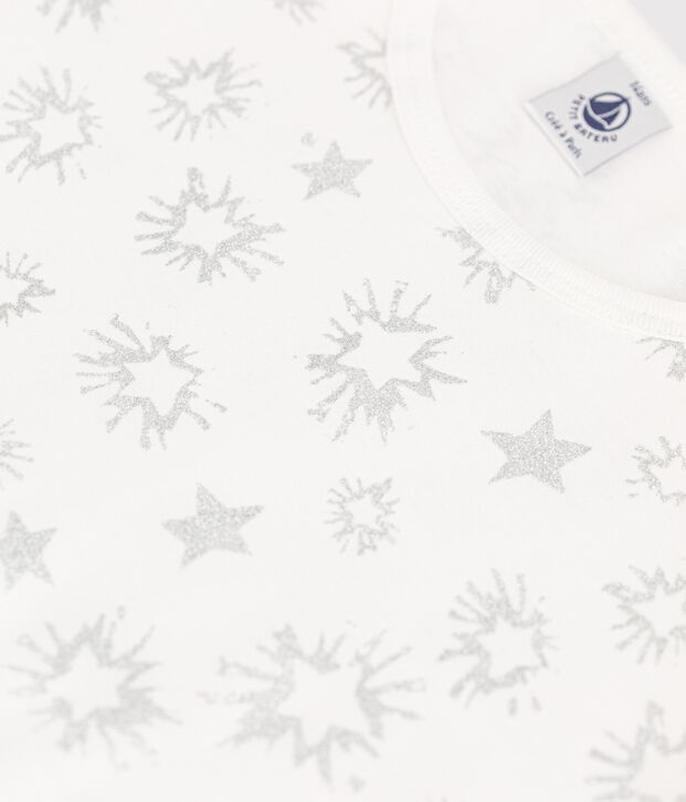 Girls' Star Print Cotton Pyjamas white/multicolor