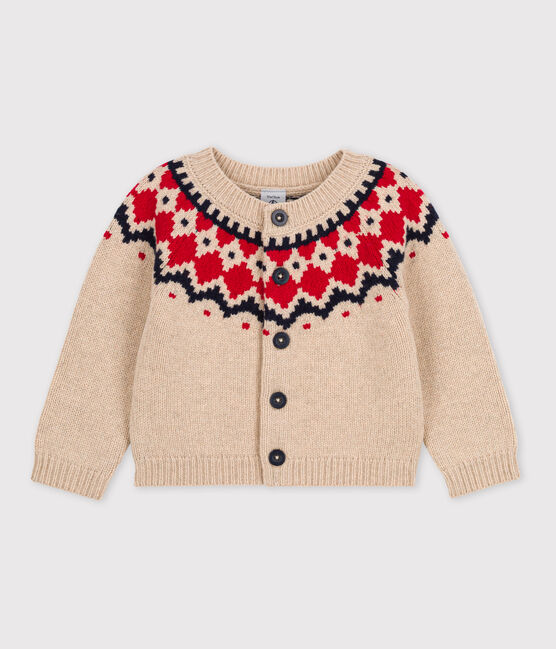 Babies' Wool/Cotton Knit Cardigan TRENCH /MULTICO