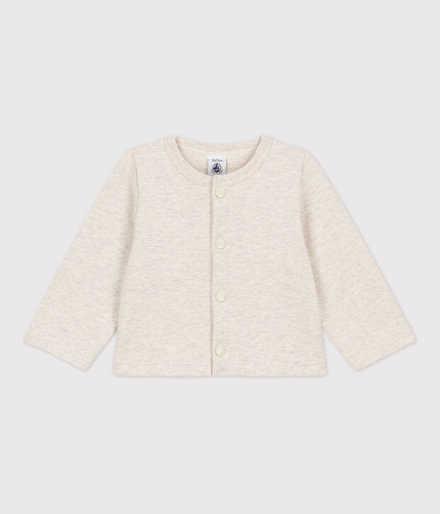 Babies' Plain Thick Jersey Cardigan MONTELIMAR CHINE