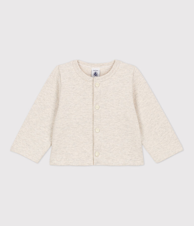 Babies' Plain Thick Jersey Cardigan beige