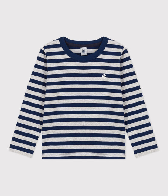 Boys' Long-Sleeved Cotton T-Shirt MEDIEVAL blue/FUMEE