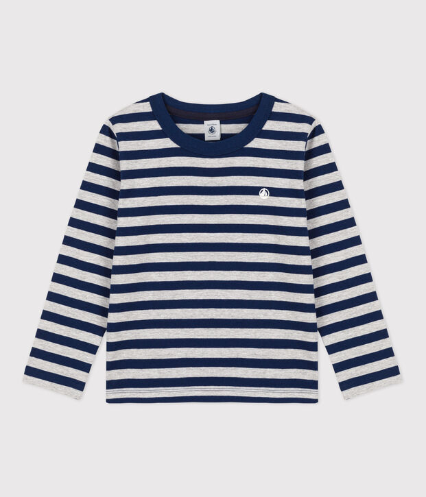 Boys' Long-Sleeved Cotton T-Shirt blue/grey