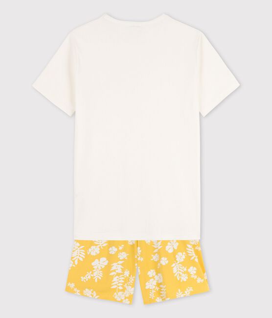 Boys' Cotton Short Pyjamas MARSHMALLOW white/ORGE