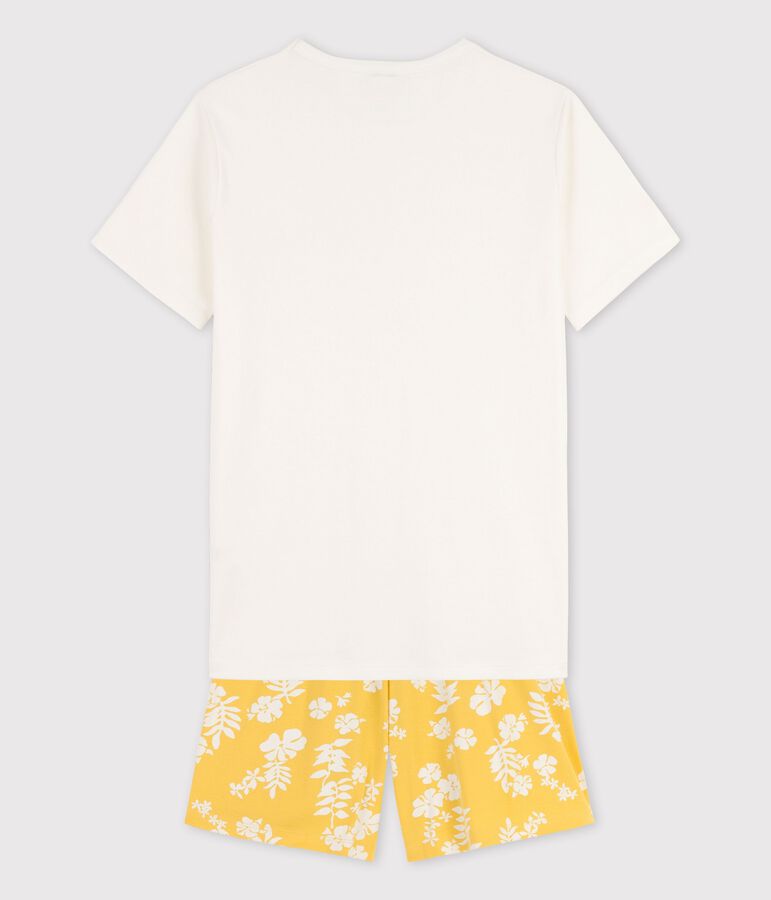 Boys' Cotton Short Pyjamas MARSHMALLOW white/ORGE