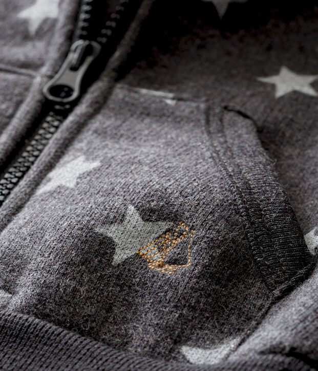 Baby boy's hooded print sweatshirt grey/grey