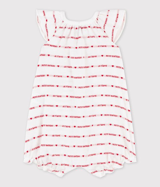Ribbed Shortie with "Petit Bateau je t'aime" Slogan MARSHMALLOW white/TERKUIT red