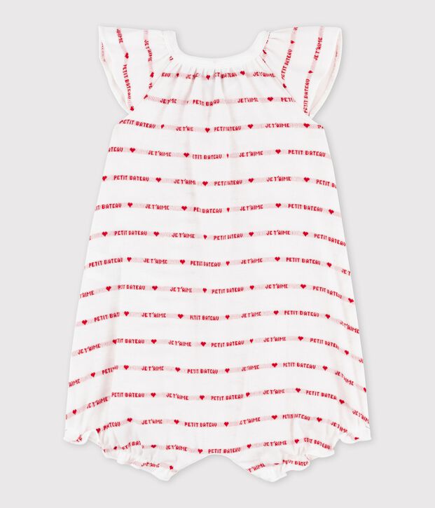 Ribbed Shortie with Petit Bateau je t'aime Slogan white/red