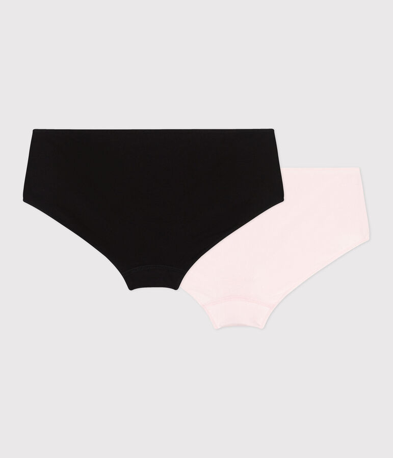 Women's plain cotton and elastane shorties - 2-pack multicolor