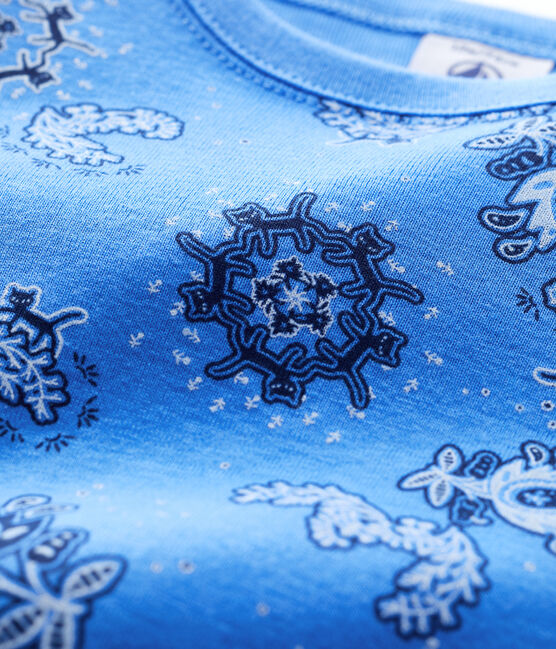 Babies' Organic Cotton Bandana Print Short-Sleeved T-Shirt BRASIER blue/MULTICO white