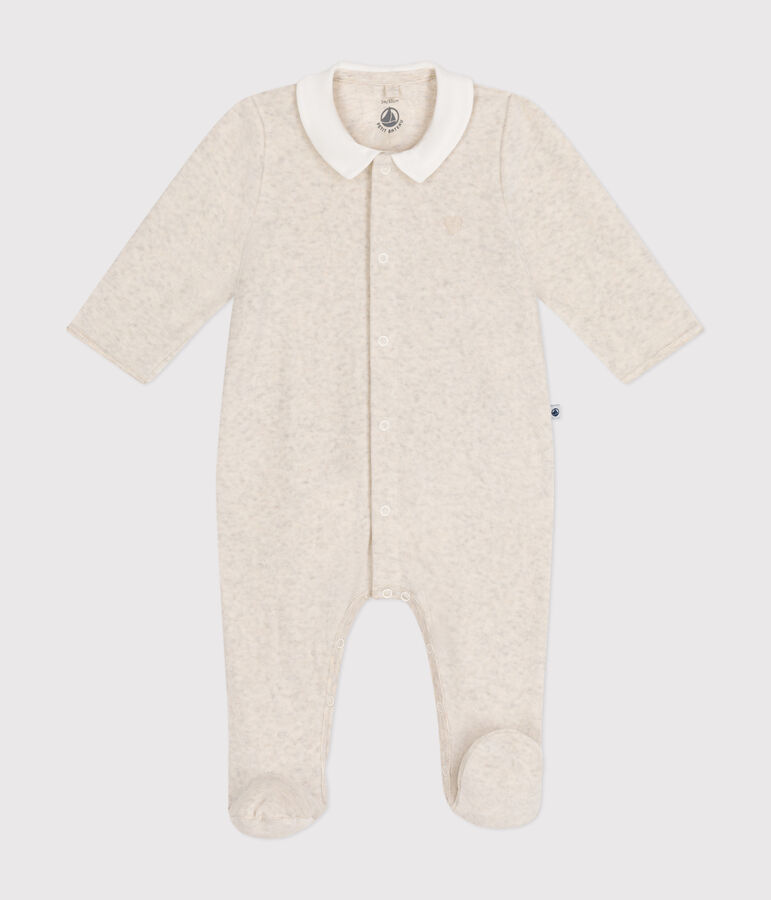 Babies' velour pyjama suit beige