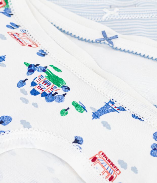 Pack of children's high-waisted Paris-print cotton pants multicolor