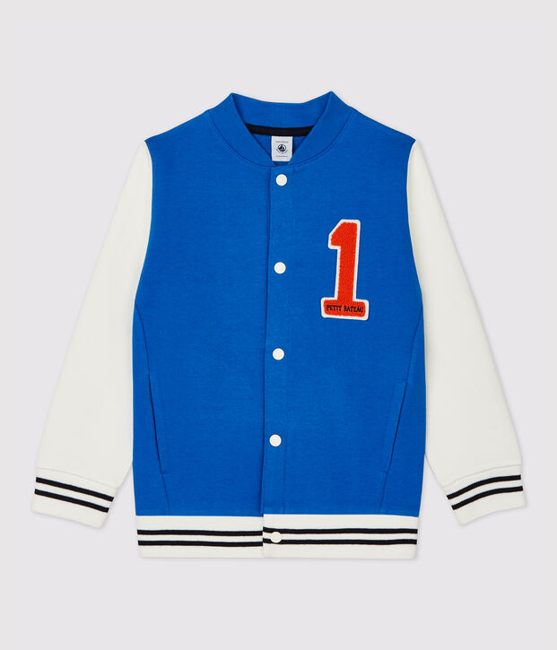 Unisex Children's Fleece Baseball Jacket blue/white