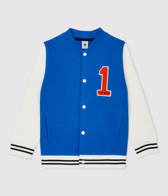 Unisex Children's Fleece Baseball Jacket RUISSEAU blue/MARSHMALLOW white