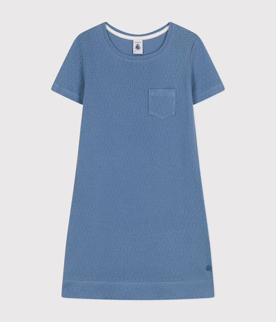 Children's Plain Openwork Cotton Nightdress BEACH blue
