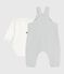 Babies' dungarees in plain cotton with stylish details CO2 /MARSHMALLOW