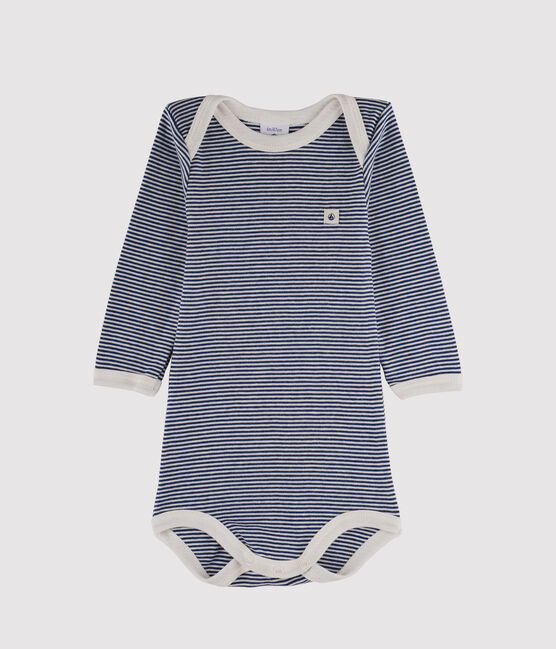 Baby Boys' Long-Sleeved Bodysuit MEDIEVAL blue/MARSHMALLOW white