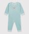 Babies' plain velour popper-free pyjamas green