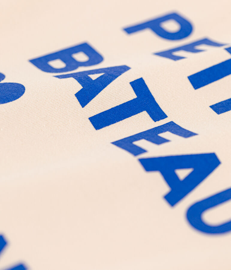 Girls' Short-Sleeved Patterned T-Shirt Ecru/blue