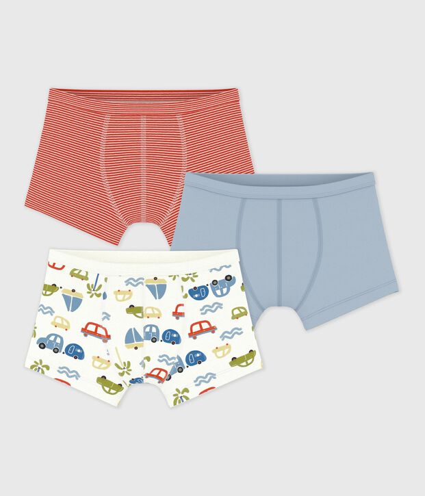 Pack of children's printed cotton boxers with covered waistbands multicolor