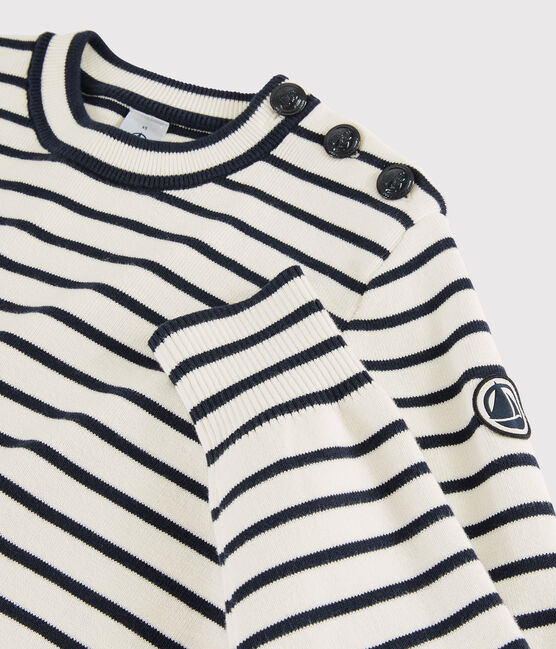 Women's Navy Cotton Jumper MARSHMALLOW white/SMOKING blue