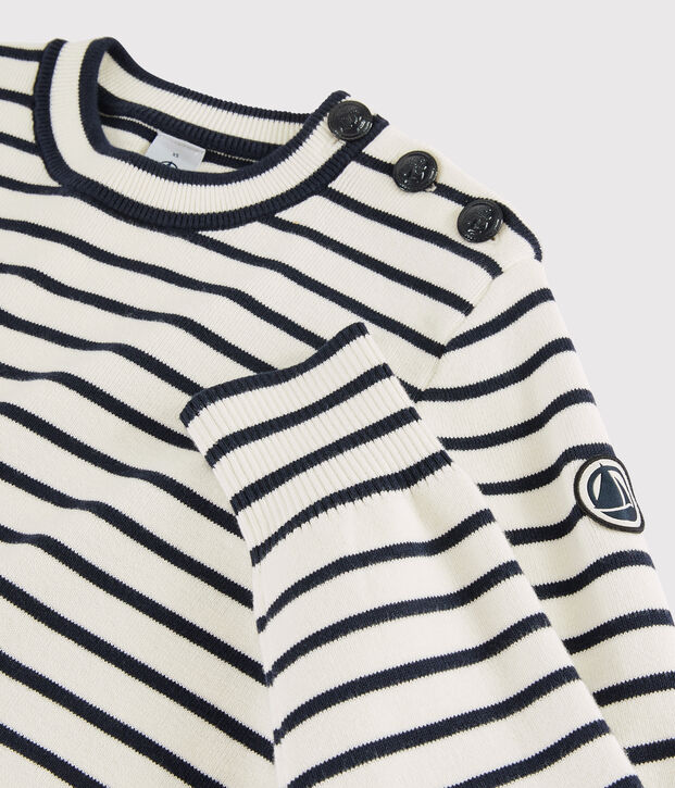 Women's Navy Cotton Jumper white/blue