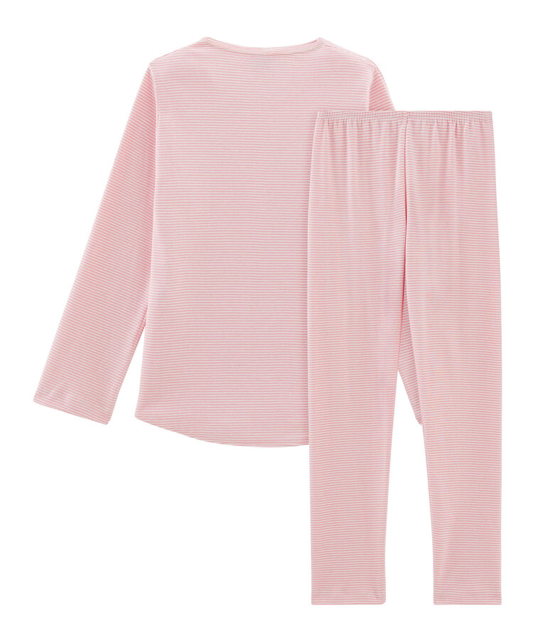 Girls' Ribbed Pyjamas pink/white