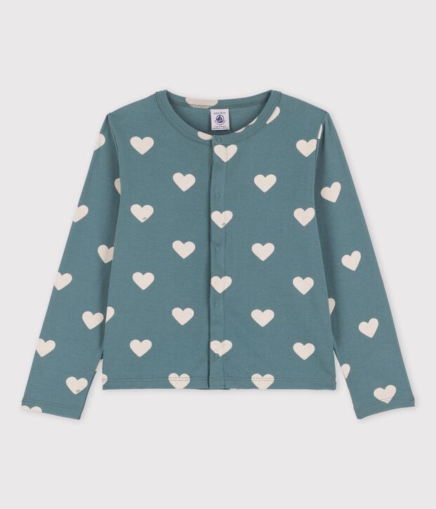 Girls' Print Cotton Cardigan green/ecru
