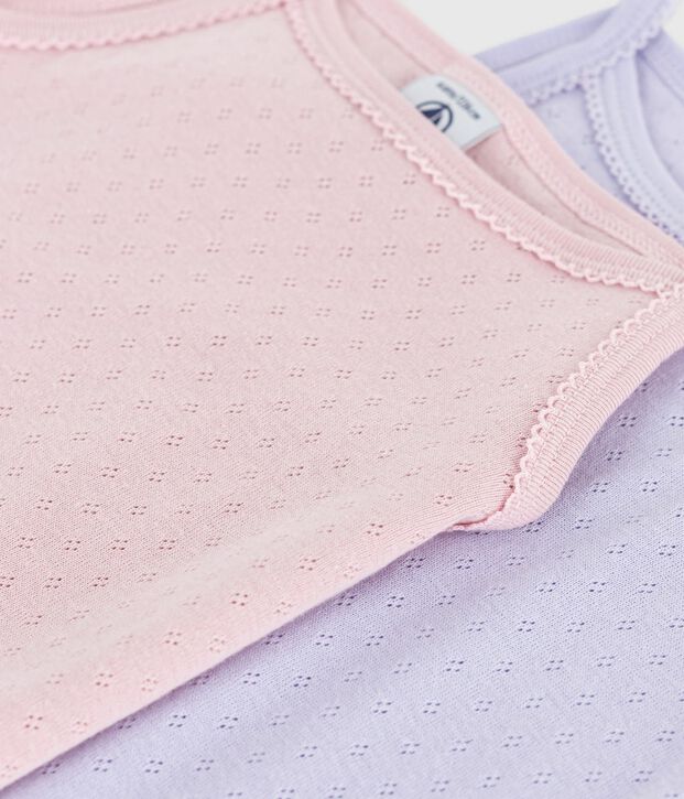 Pack of children's strappy openwork cotton vests multicolor