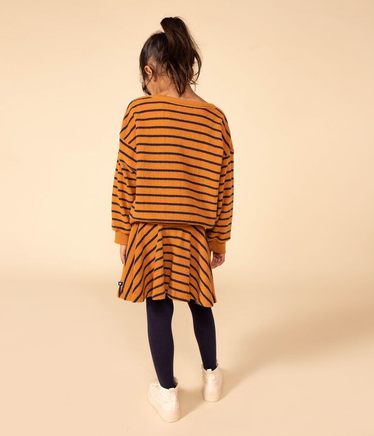 Girls' terry skirt brown/blue