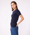 Women's Iconic plain short-sleeved rib knit T-shirt SMOKING blue