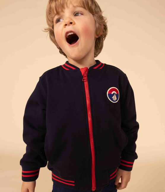Boys' Thick Jersey Baseball Jacket SMOKING blue