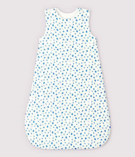 Babies' Organic Cotton Boat Pattern Sleeping Bag MARSHMALLOW white/COOL blue
