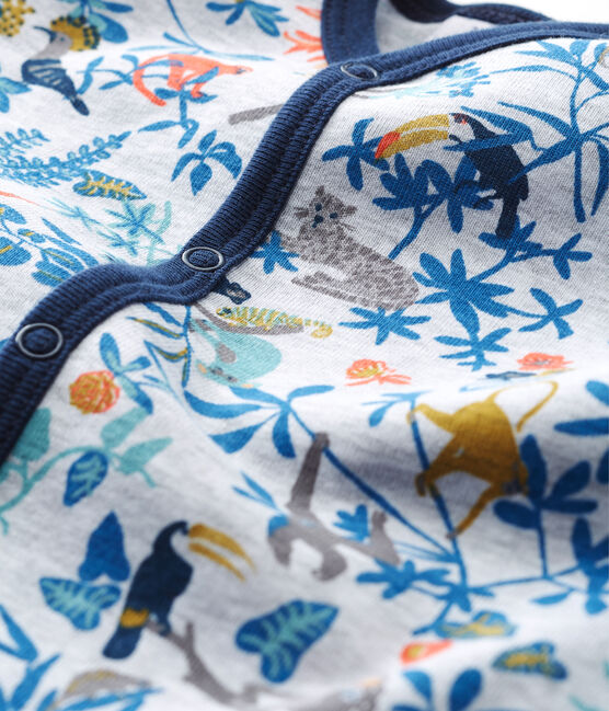 Baby boys' sleepsuit POUSSIERE grey/MULTICO white