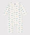 Babies' footless cotton dinosaur pyjamas MARSHMALLOW white/MULTICO white