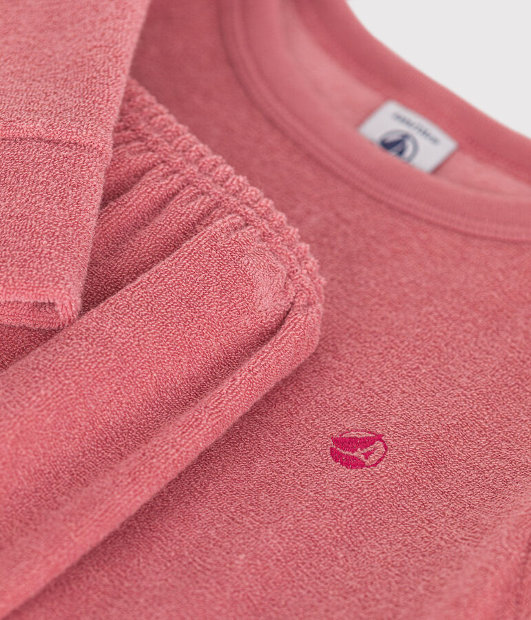 Children's plain pyjamas in brushed terry towelling pink