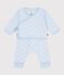 Babies' long two-piece whale print set in cotton TOUDOU blue/MILK