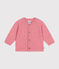 Knitted cardigan containing wool for babies. ROSELINE CHINE pink