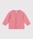Knitted cardigan containing wool for babies.