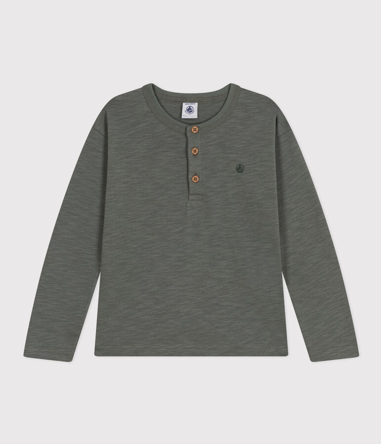 Boys' long-sleeved cotton T-shirt green