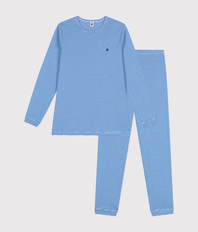 Junior Stripy Cotton Pyjamas blue/white
