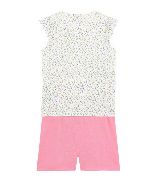 Girls' Cotton/Linen Short Pyjamas white/multicolor