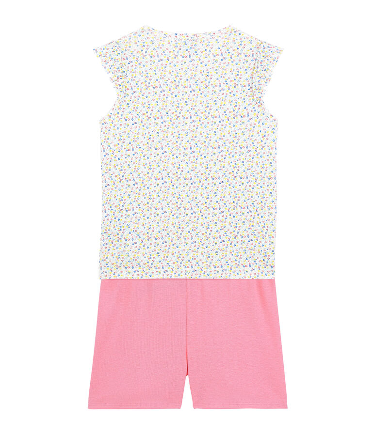 Girls' Cotton/Linen Short Pyjamas white/multicolor