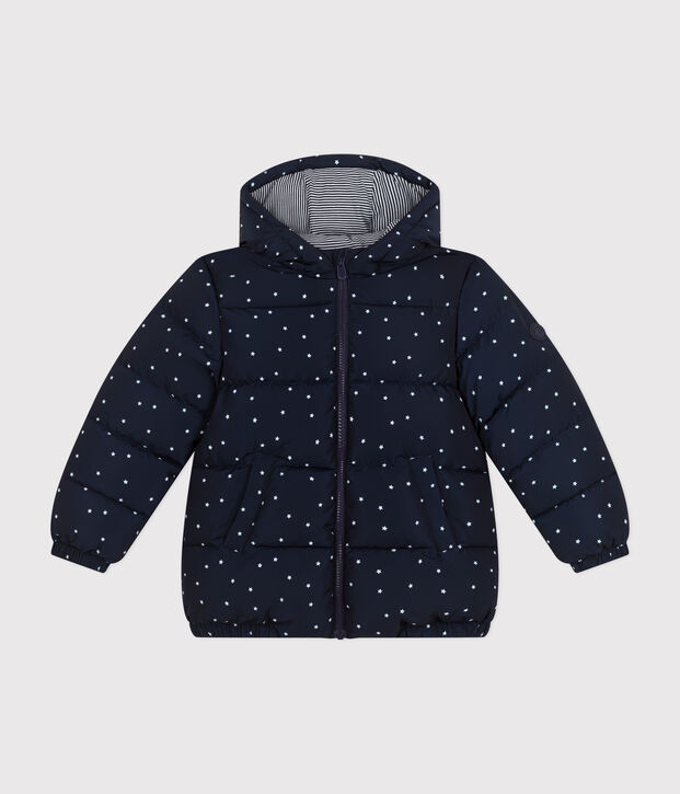 Children's unisex puffer jacket blue/ecru