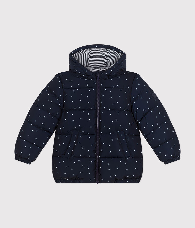 Children's unisex puffer jacket blue/ecru