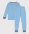 Children's plain cotton pyjamas with a grandad neckline FLO blue