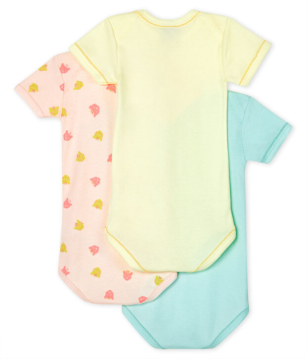 Baby girls' short-sleeved panther bodysuit - Set of 3 multicolor